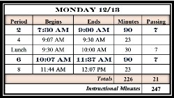 Finals Schedule